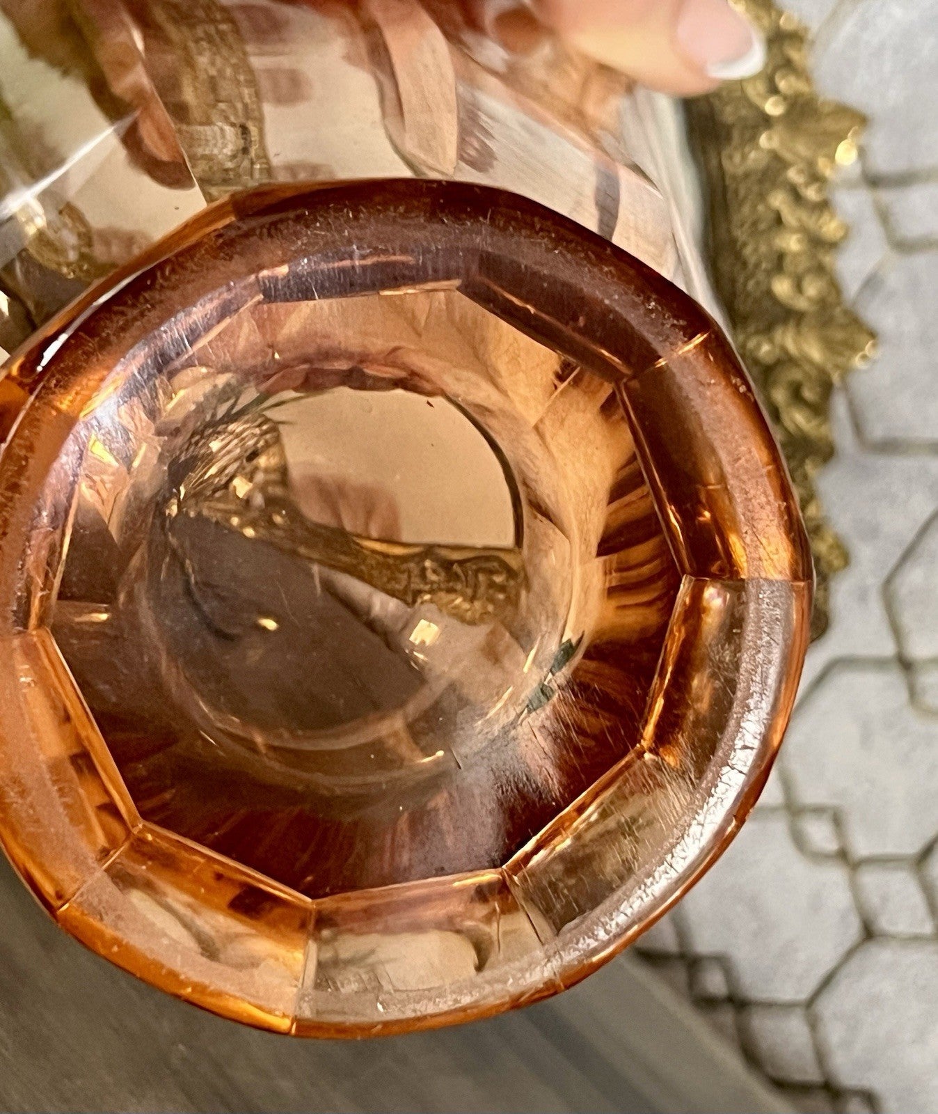 Antik Art Déco Vase Glasvase geschliffen rosa Rosalin Glas