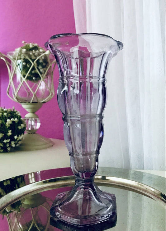 Antik Art Déco 1 Vase Glasvase Pressglas Lila Glas