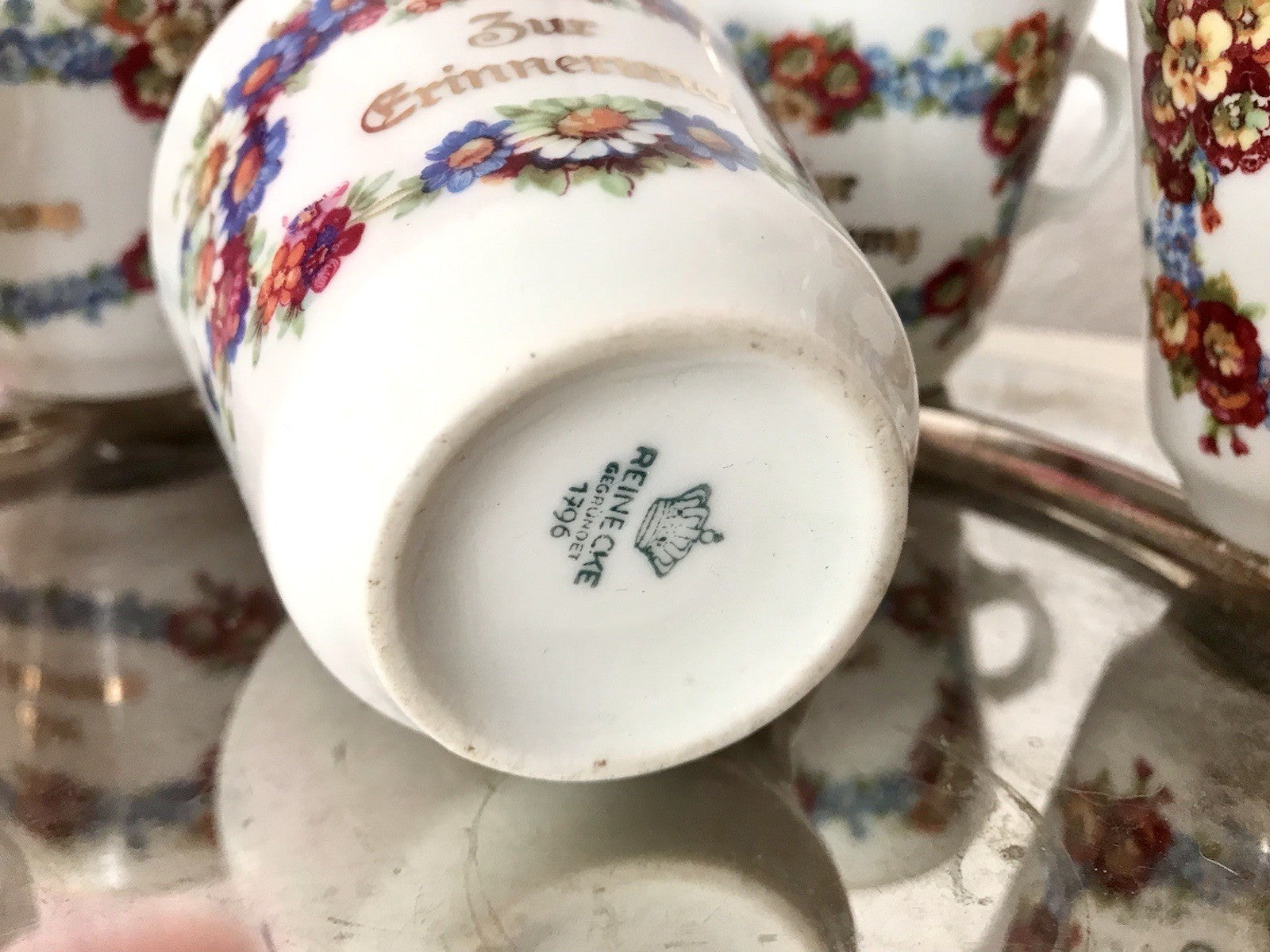 Antik Art Déco Porzellan 5x Kaffeetasse Tasse Reinecke Zur Erinnerung