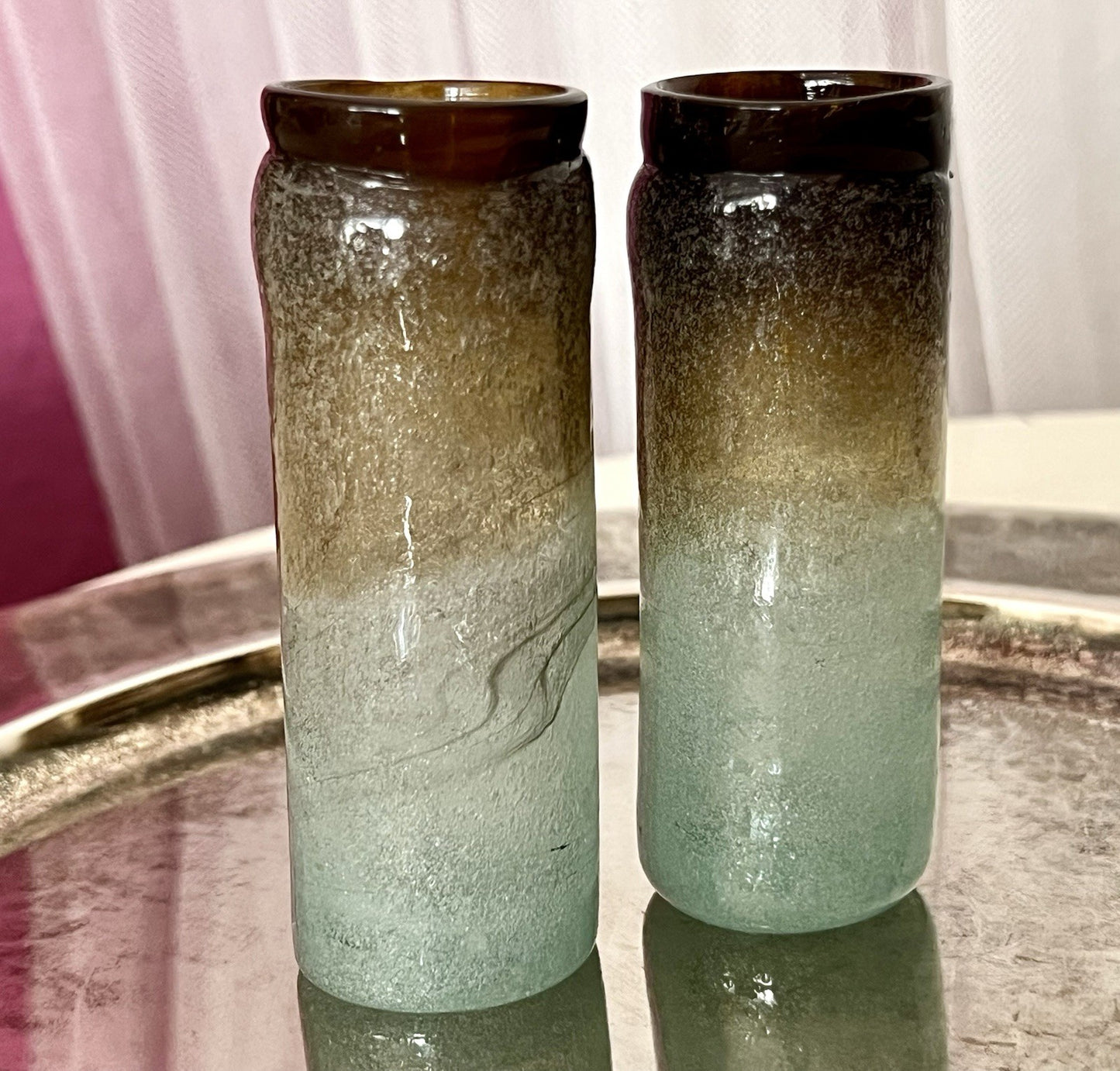 Antik 2 Schnaps Becher Glasvasen Glas Murano Pulegoso Napoleone Martinuzzi