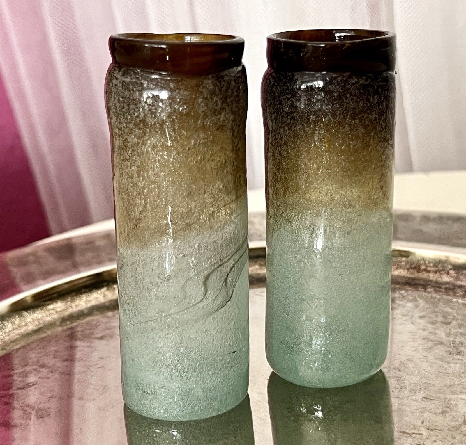 Antik 2 Schnaps Becher Glasvasen Glas Murano Pulegoso Napoleone Martinuzzi