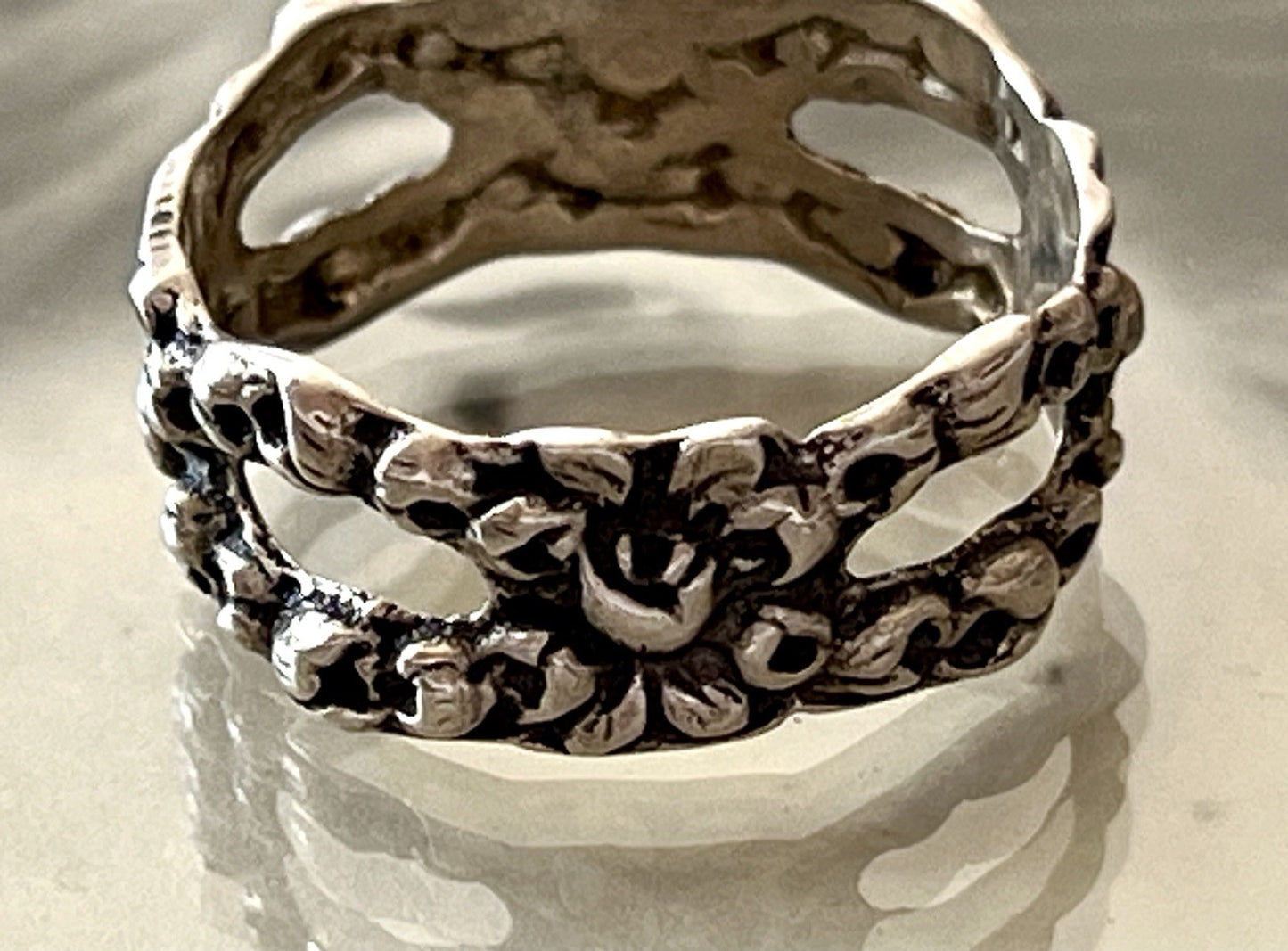 Antik Jugendstil Art Déco Bandring RING 800 Silber Gr.66 67 Durchbruchmuster