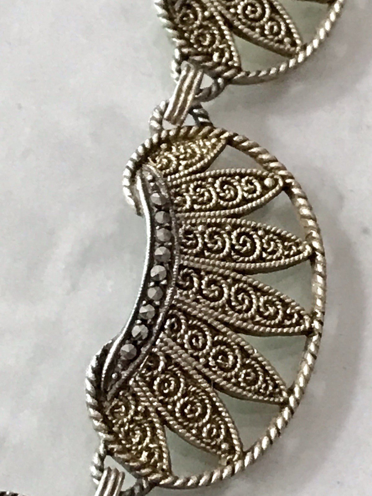 Antik Theodor Fahrner Designer Collier 925 Silber vergoldet Markasite Halskette