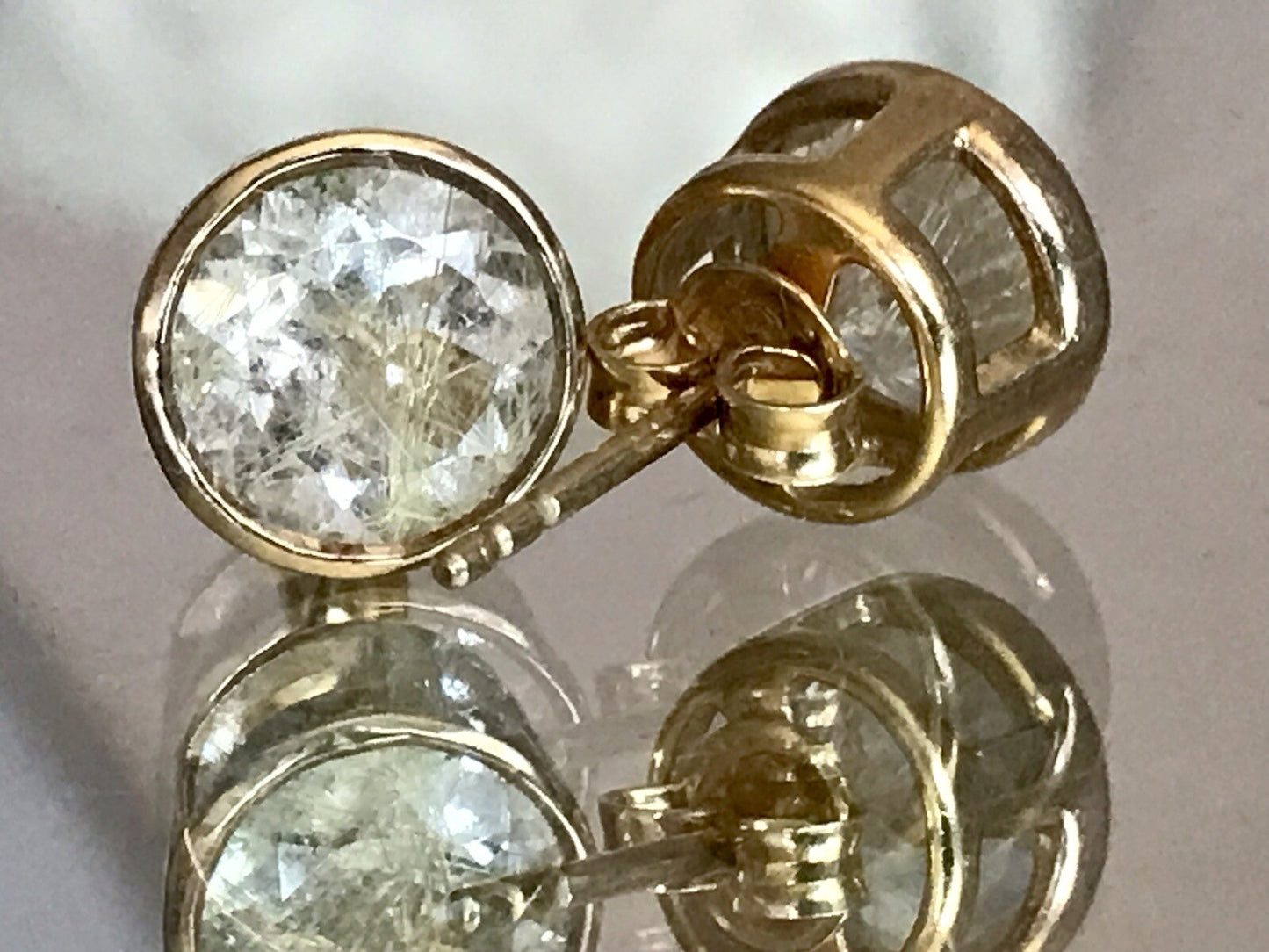 Ohrringe Ohrstecker DAMEN Silber vergoldet gold Bergkristall? Einschlüsse