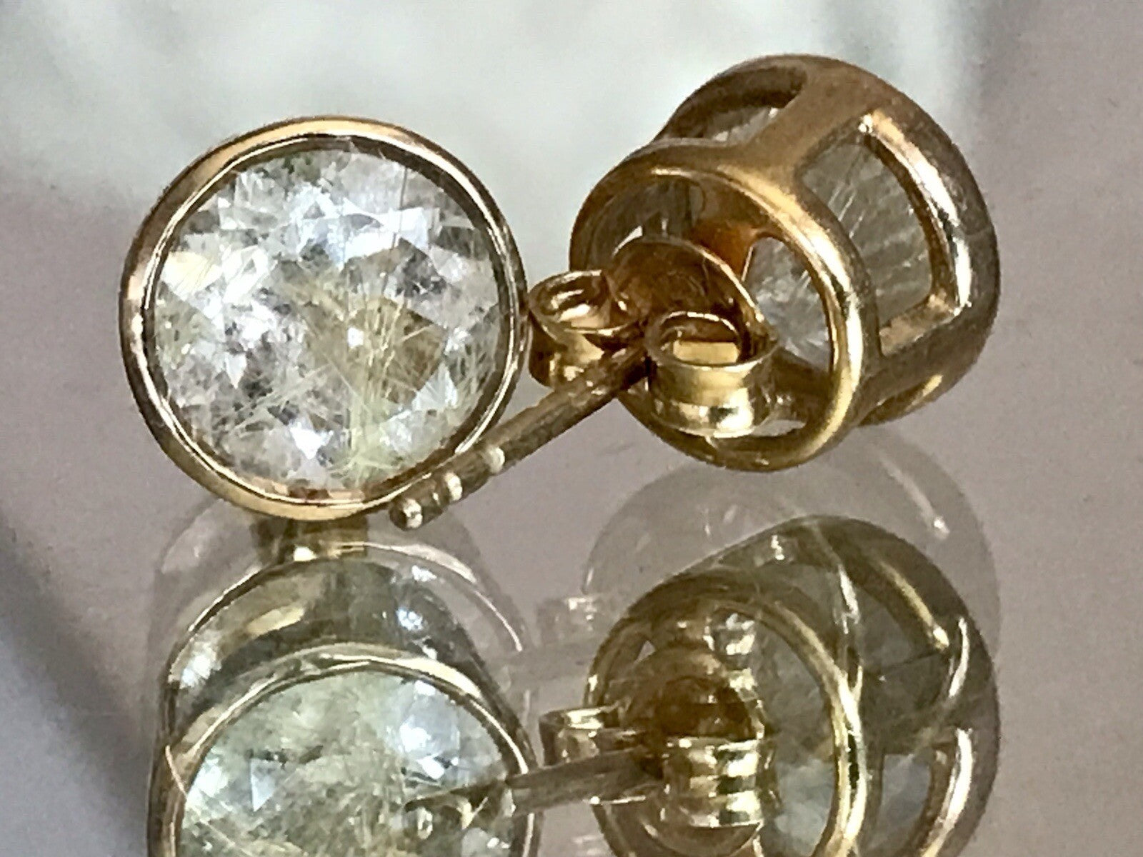 Ohrringe Ohrstecker DAMEN Silber vergoldet gold Bergkristall? Einschlüsse