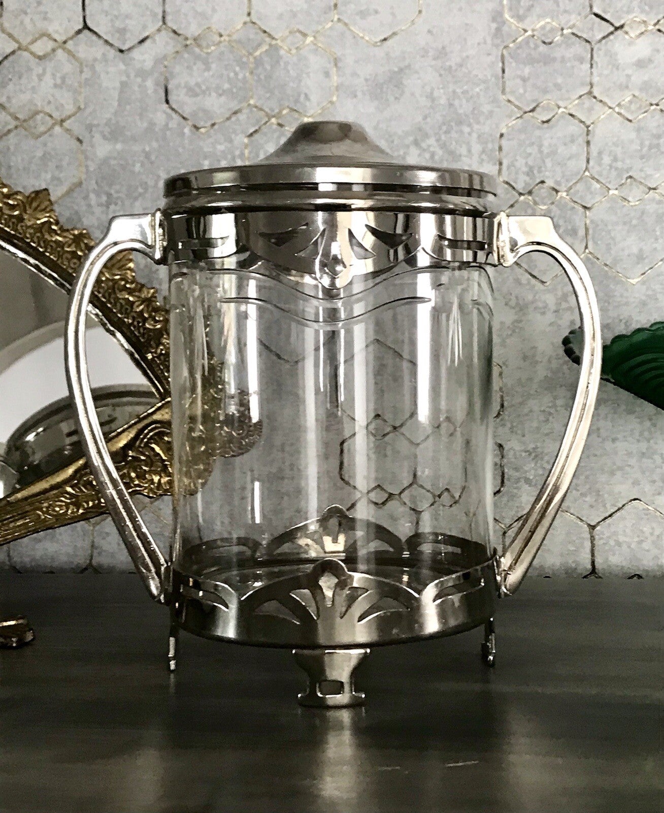 Antik Jugendstil Art Déco Dose versilbert? Argentor? Bonboniere  Konfektdose