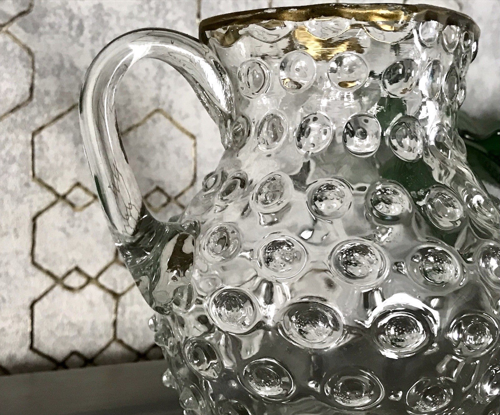 Anti Krug Glaskrug Kanne Karaffe Nuppen Abriss Zwar&Neugebauer Weißwasser 0,6 L