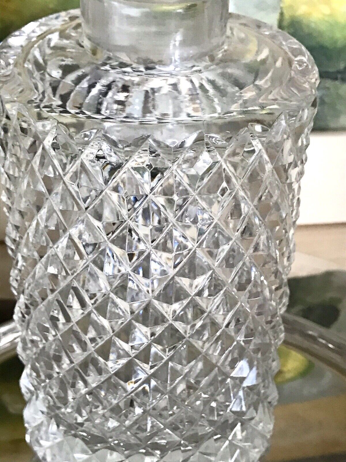 Alt Vintage EDEL Kristallglas Design Karaffe Diamantschliff Bleikristall WOW