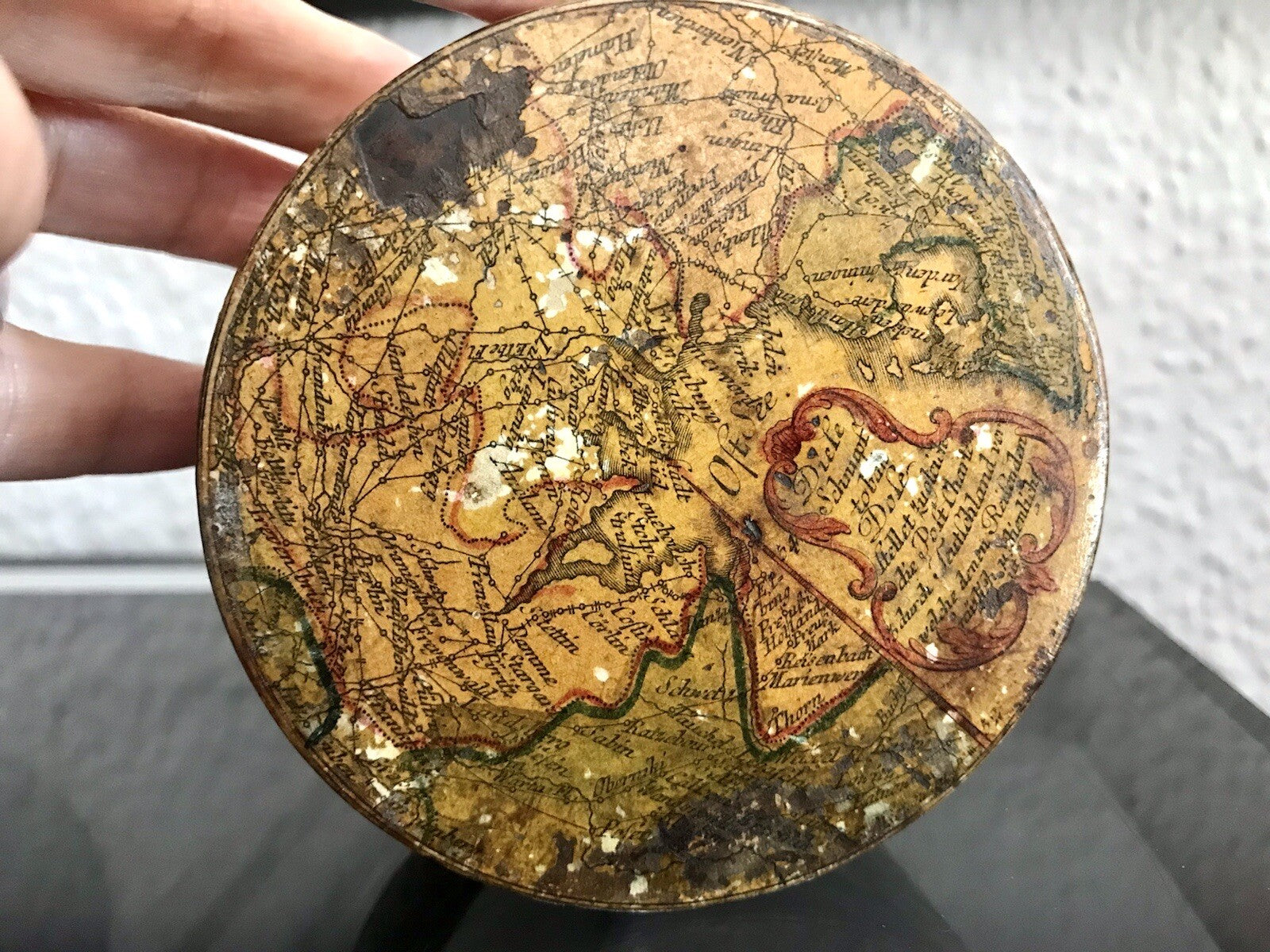 Antik Dose RAR Tabakdose Tabatiere Kartographie Teutschland Karte vor 1815!!