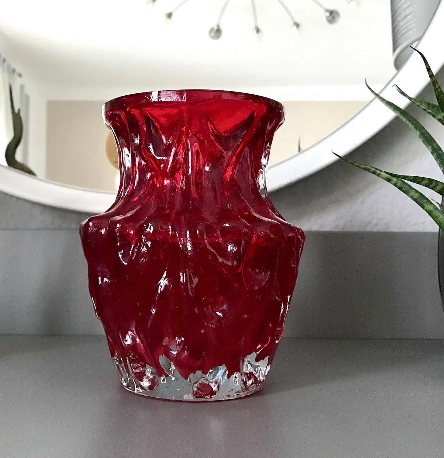 70er Jahre rot Glas Vase Blumenvase Glasvase Glas By Kurt Wokan Ingrid Hütte