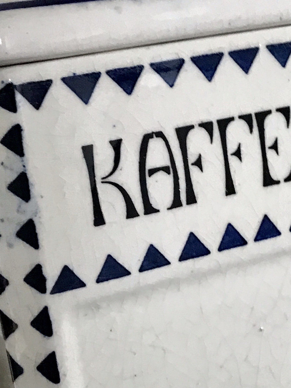 Antik Jugendstil Vorratsgefäß Kaffee Gefäß Vorratsdose weiß Porzellan creme blau