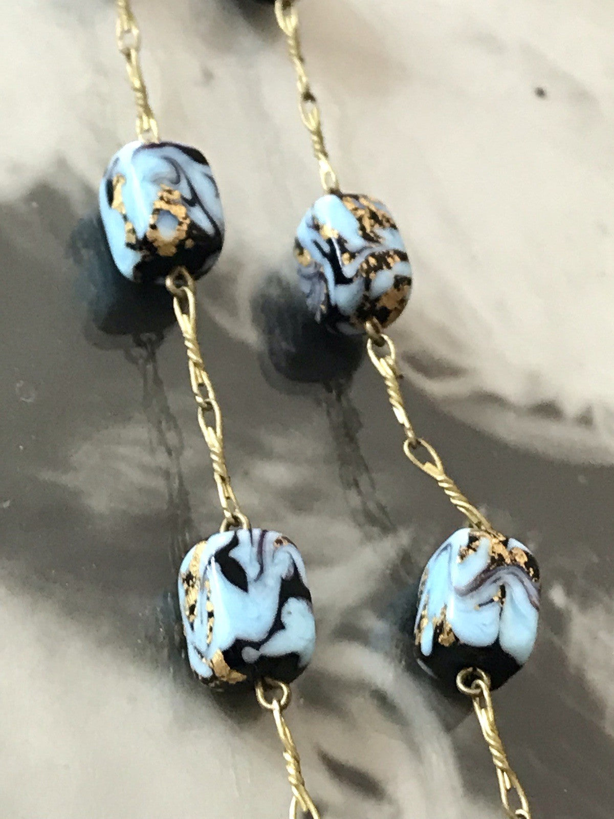 Alt Edel Vintage Halskette Kette Murano Perlen Sehr Schön