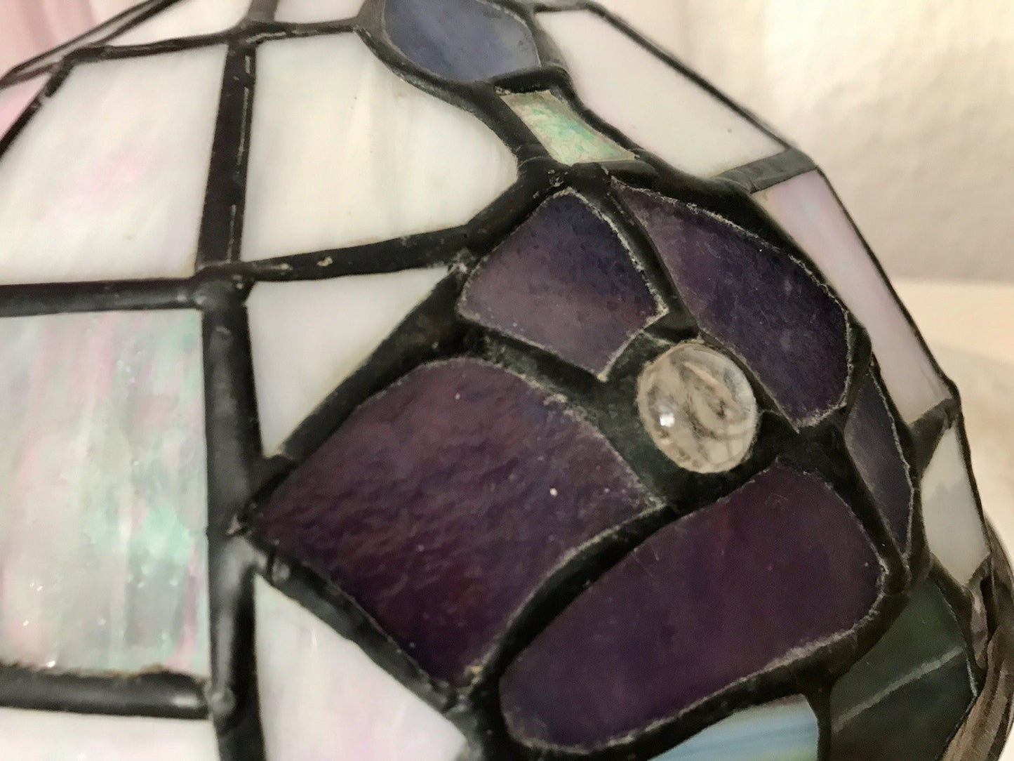 Antik? alt Glasschirm Lampenschirm Tiffany-Technik irisierendes Glas 2 Blumen