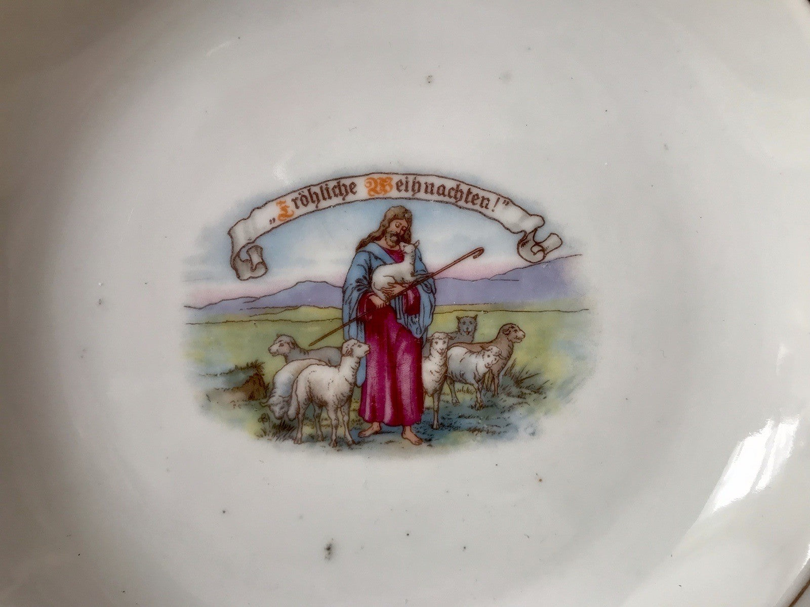Antik Art Déco Porzellan 1  Teller Zierteller Weihnachten 1924 christlich
