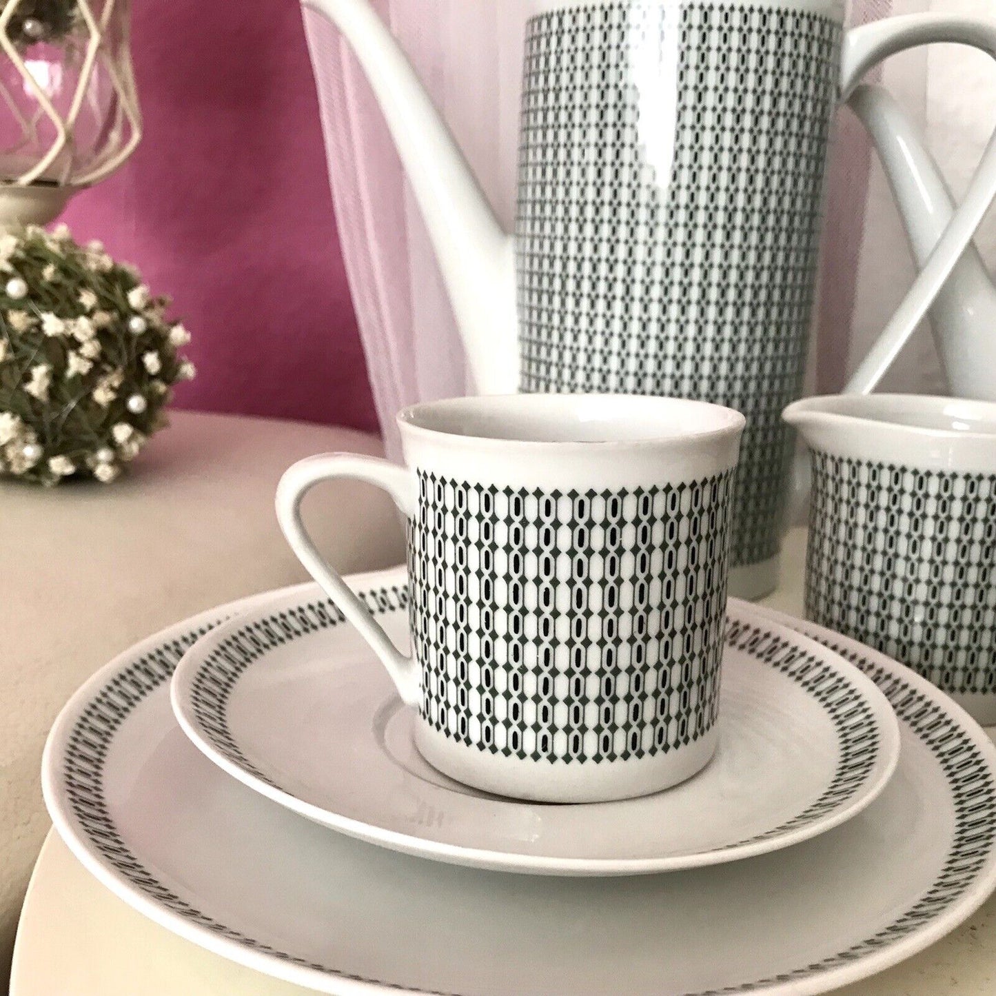 Vintage 60er Porzellan Eschenbach Kaffeeservice Tète a Tète 2 Personen