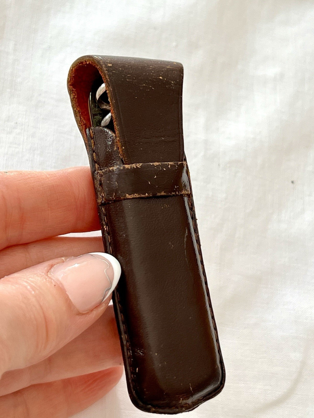 Antik Vintage Taschenmesser Klappmesser Jagdmesser Max Flus Remscheid Lederetui