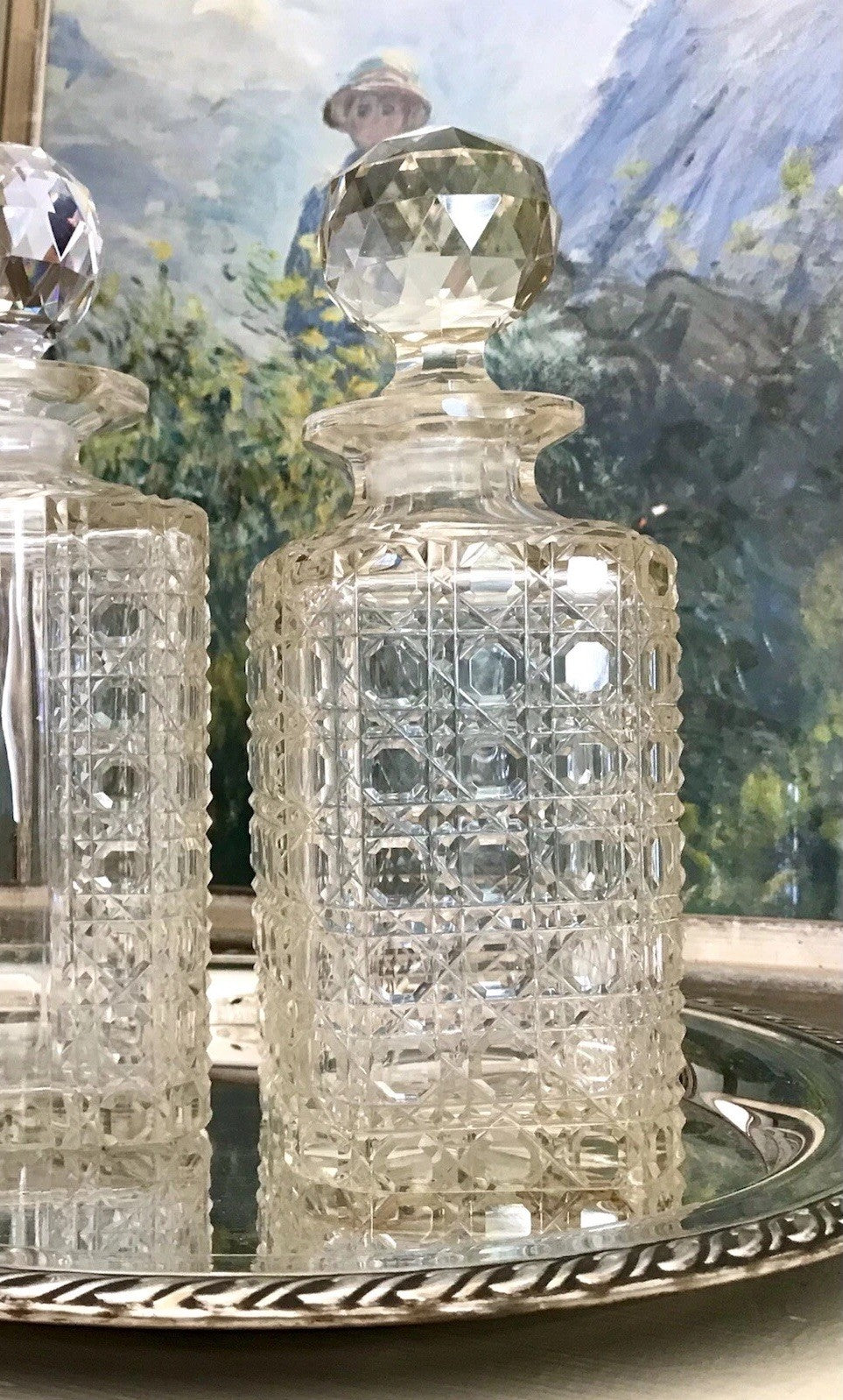 Antik ~1890 Baccarat 1x Glaskaraffe Karaffe Schnitt Bleikristall Edel! Dekanter