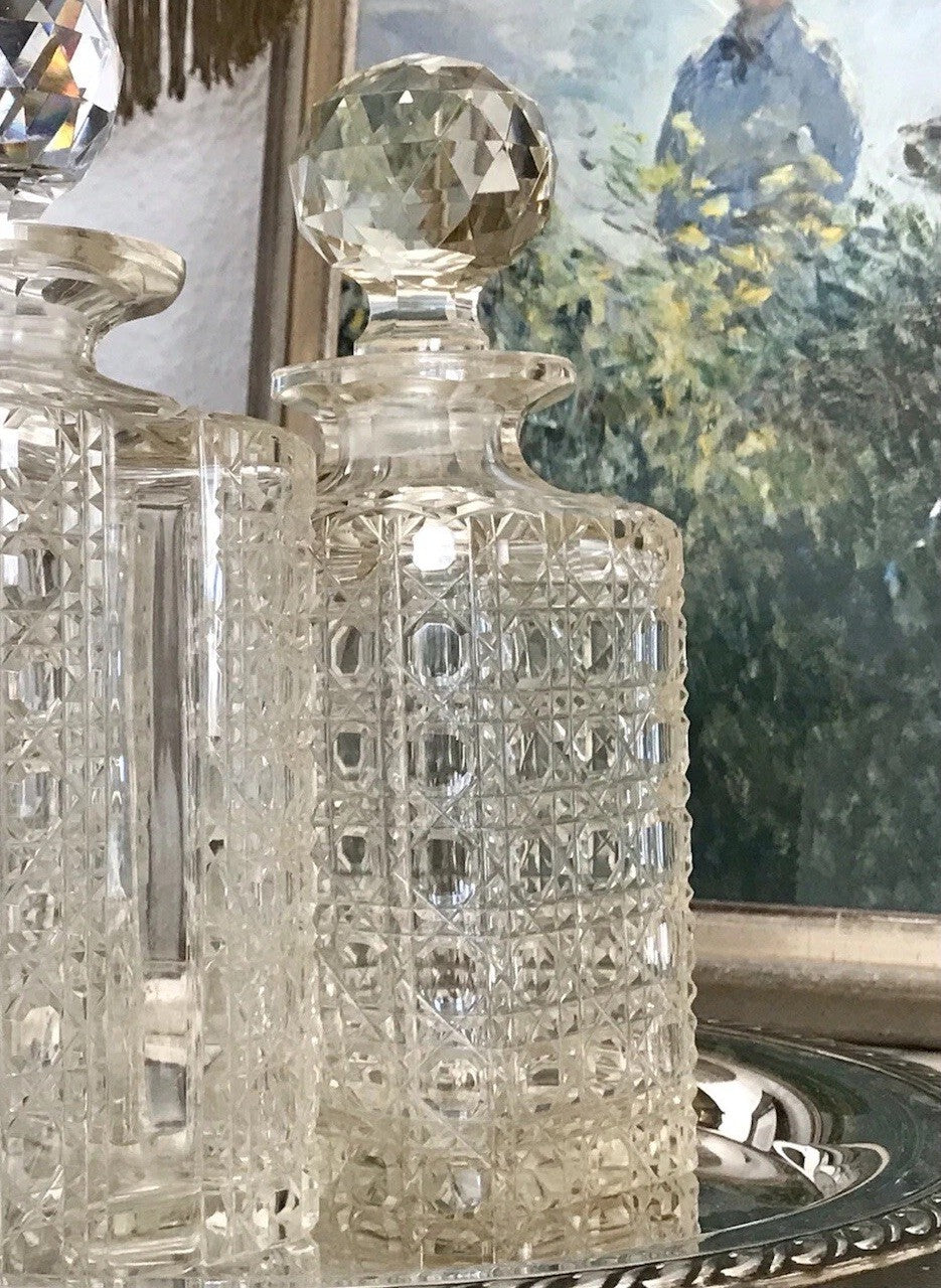 Antik ~1890 Baccarat 1x Glaskaraffe Karaffe Schnitt Bleikristall Edel! Dekanter