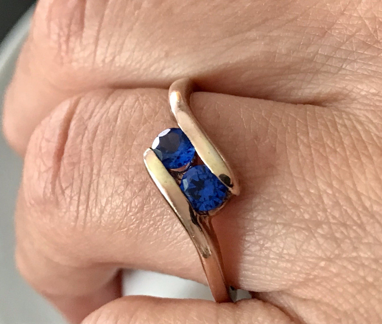 Vintage Ring blaue Steine Saphire?  Silber 925 vergoldet ~Gr.64