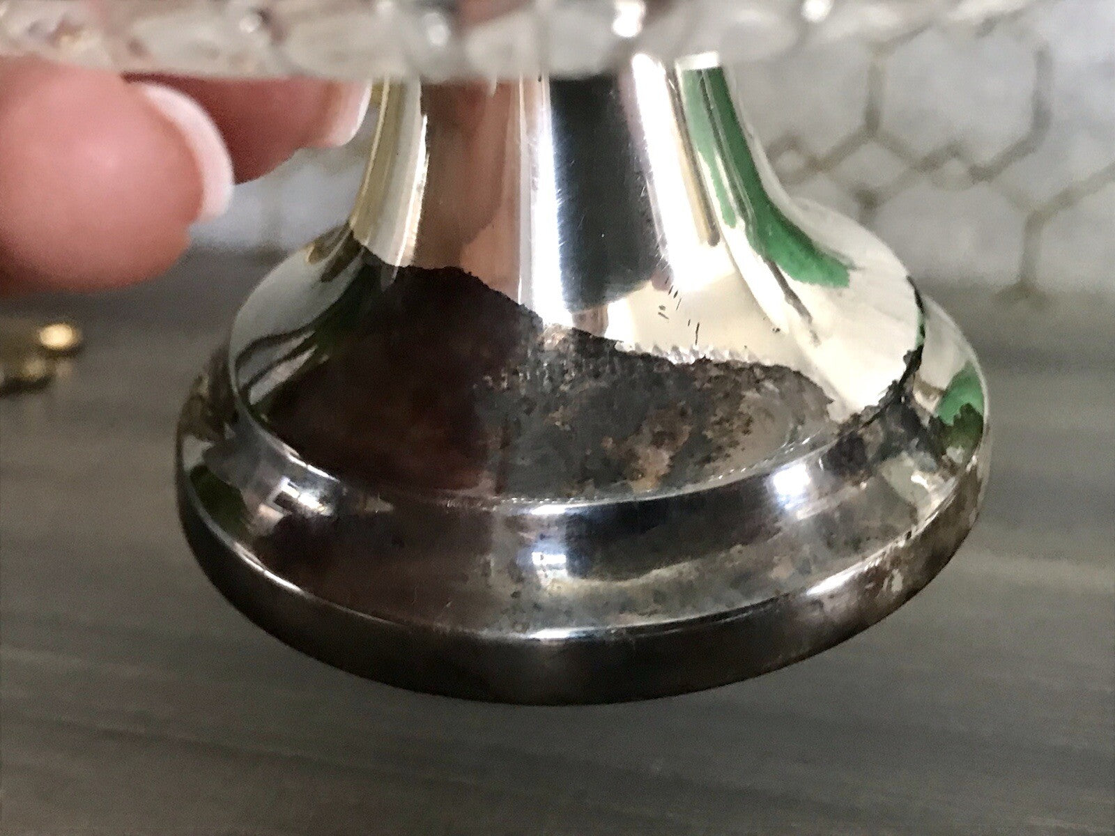 Vintage Glasschale Fußschale  Schale Glas versilberte Montur Kristallglas?