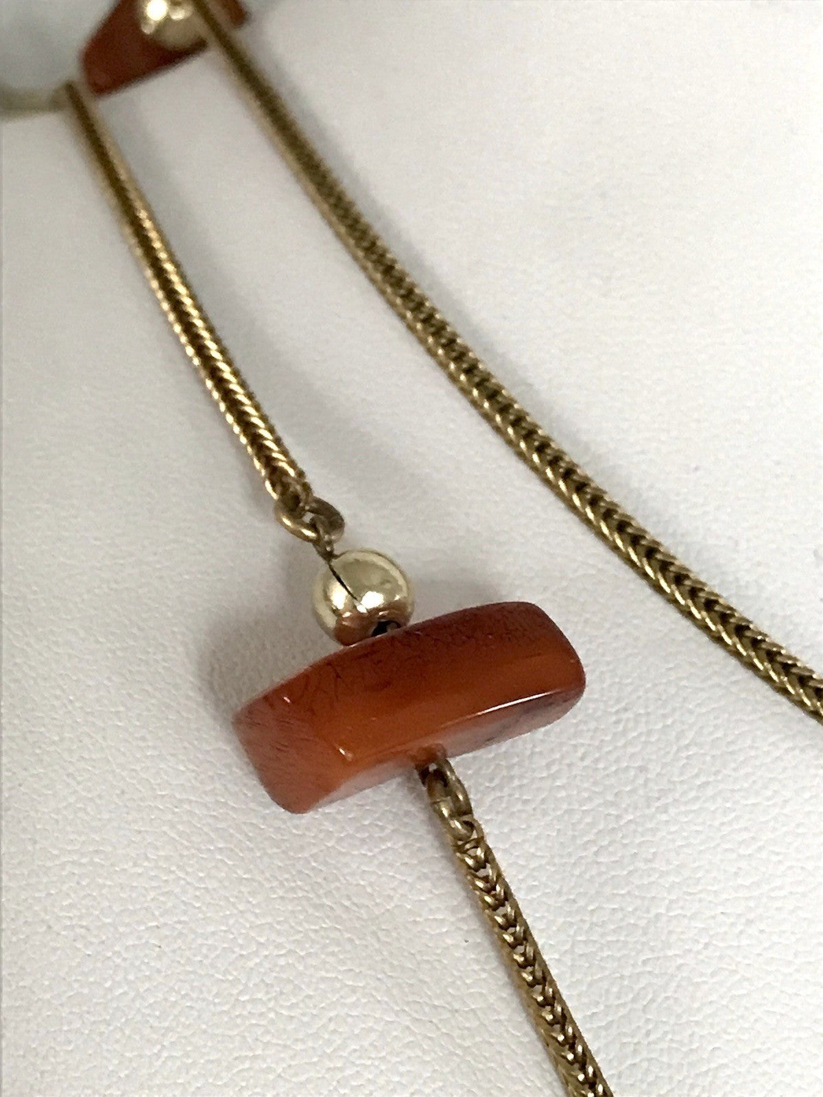 Vintage 60er Halskette Amerik. Doublè gold Steine Bernstein? Achate? SCHÖN