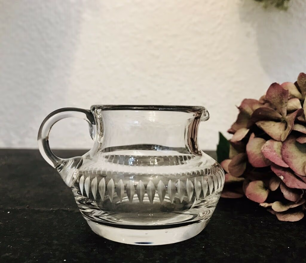 Alt Sahnegießer Kristallglas Bleikristall Glas