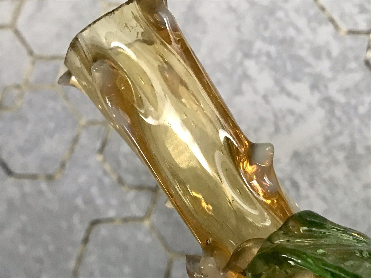 Antik Vase Glasvase Jugendstil Aufschmelzungen Krallik? Lötz? teils Uranglas