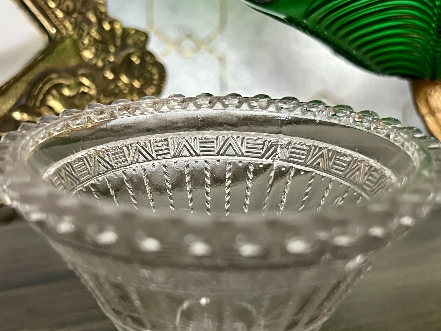 Antik Jugendstil Art Déco Pressglas Glas Fußschale Schale Zuckerschale