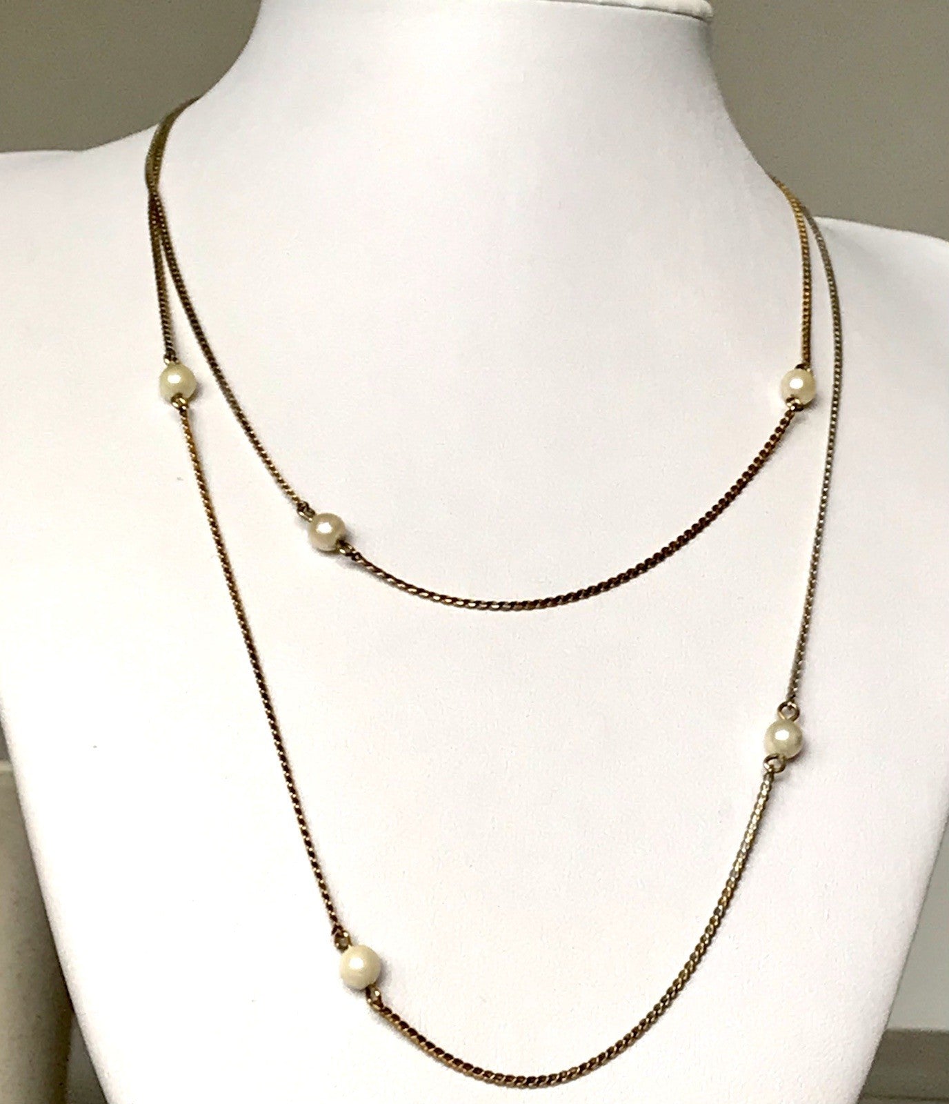 Antik lange Halskette 925 Silber vergoldet Collier Kette Perlen Zuchtperlen