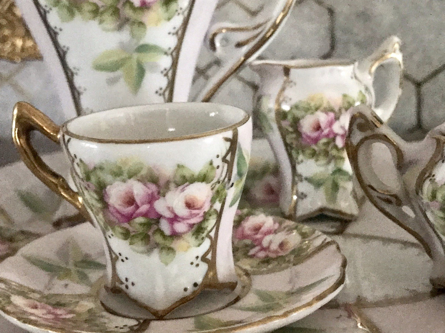 Replik Puppenservice Porzellan Kaffeeservice Geschirr Miniatur MO Othengrafen