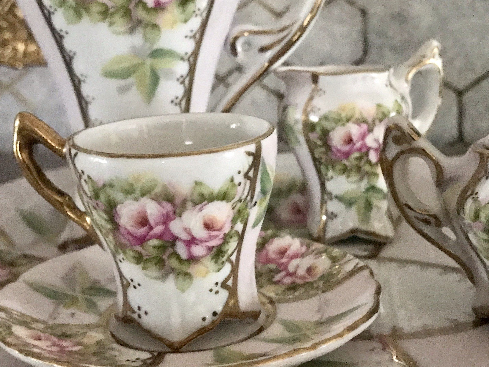 Replik Puppenservice Porzellan Kaffeeservice Geschirr Miniatur MO Othengrafen