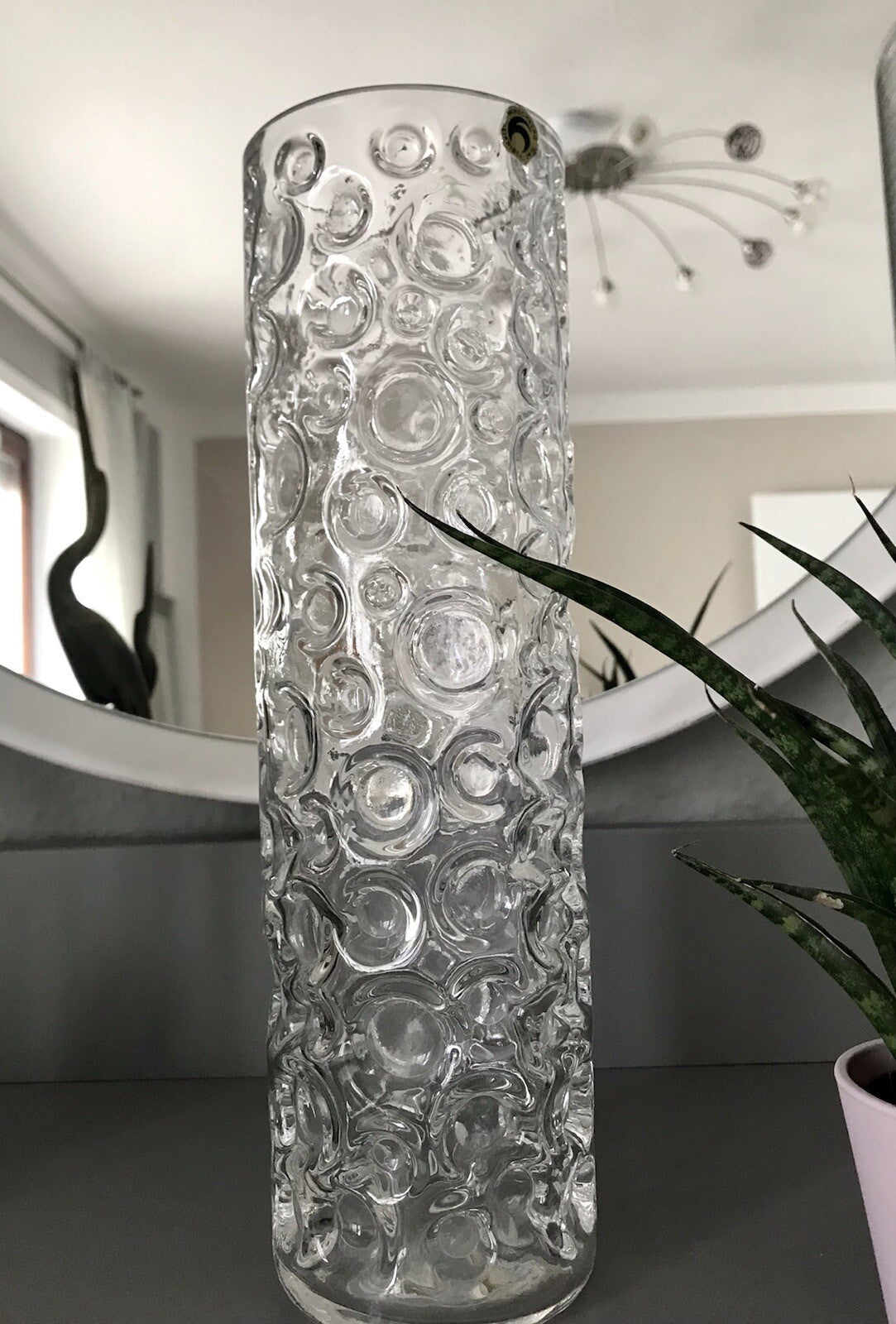 Vintage 60er 70er Design hohe Glasvase Glas Vase Bubble Op Art Hirschberg