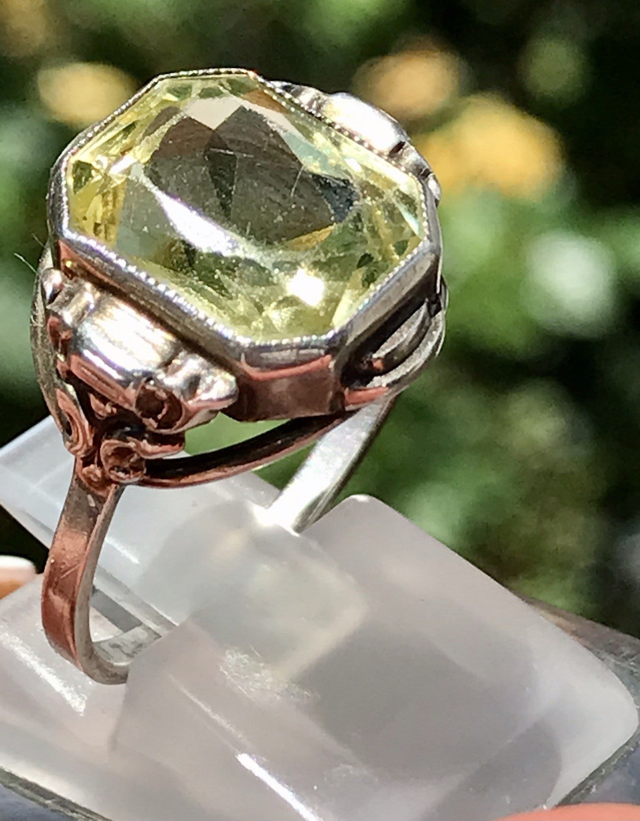 Antik Jugendstil Art Déco Edel Damen Ring Citrin? Stein Silber 830 S ~ Gr.54-56