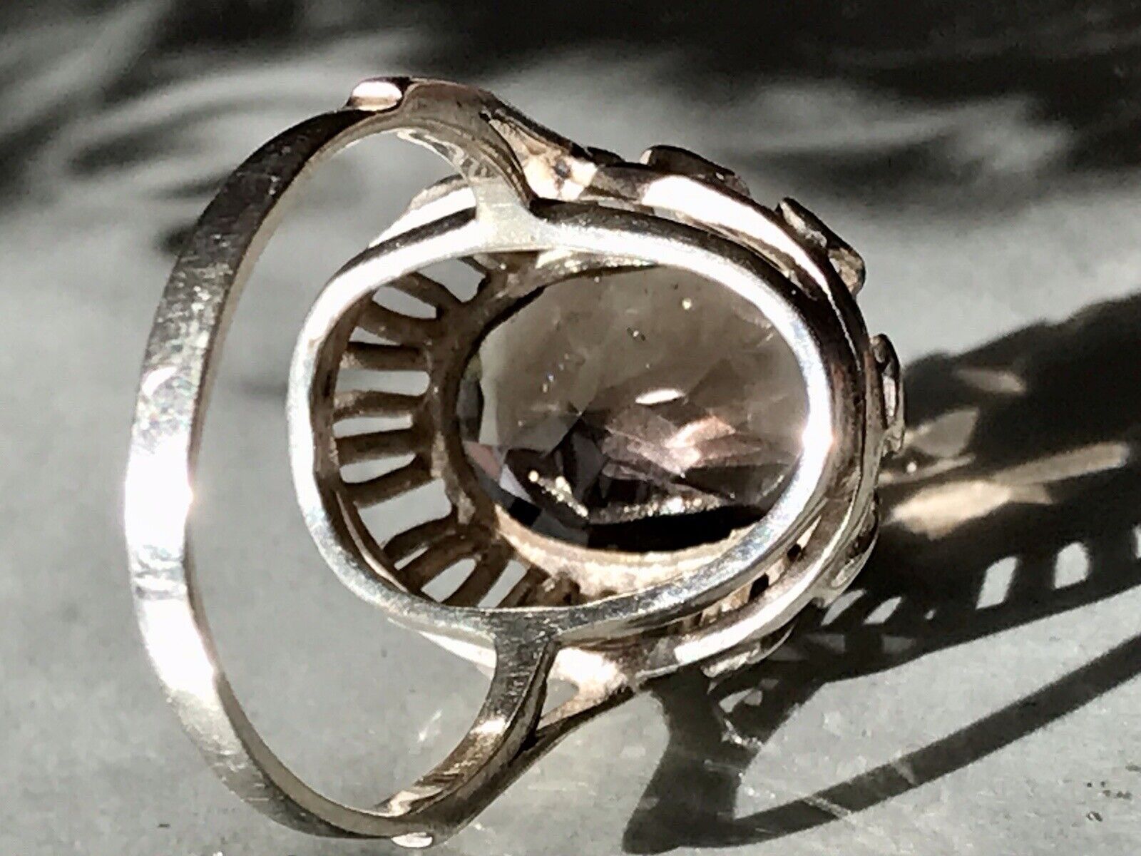 Vintage Edel Rauchquarz Stein DAMEN RING Silber 835 Gr.57 1,81