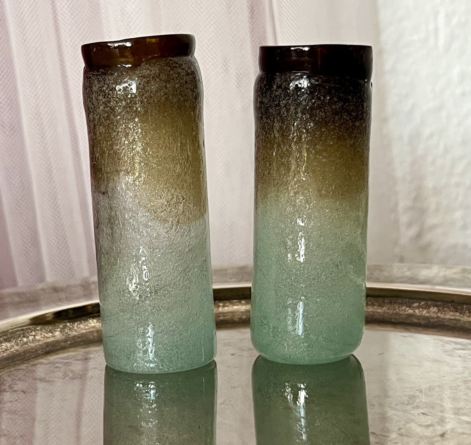 Antik 2 Schnaps Becher Glasvasen Glas Murano Pulegoso Napoleone Martinuzzi