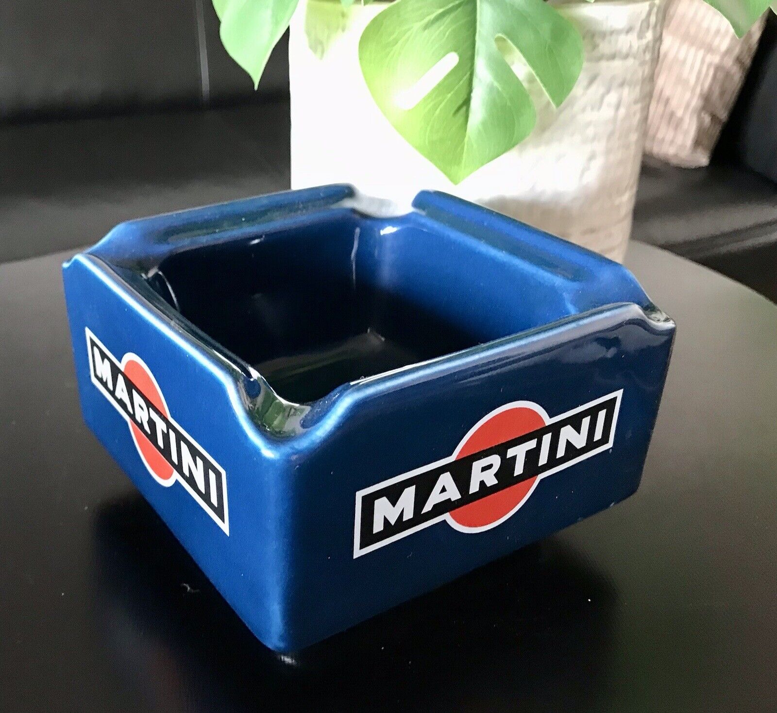 Vintage groß Martini Aschenbecher Ascher Keramik blau  60er 70er