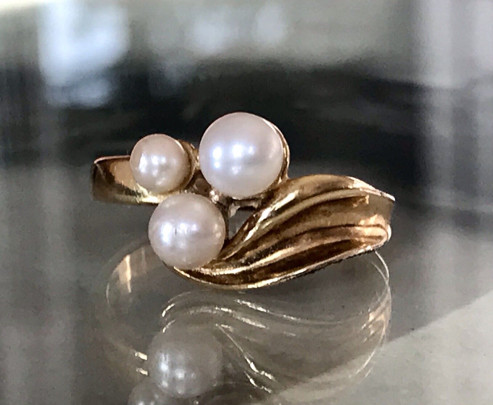 Majorica Edel DAMEN RING Perlen Gr.56 57 vergoldet 925 Silber