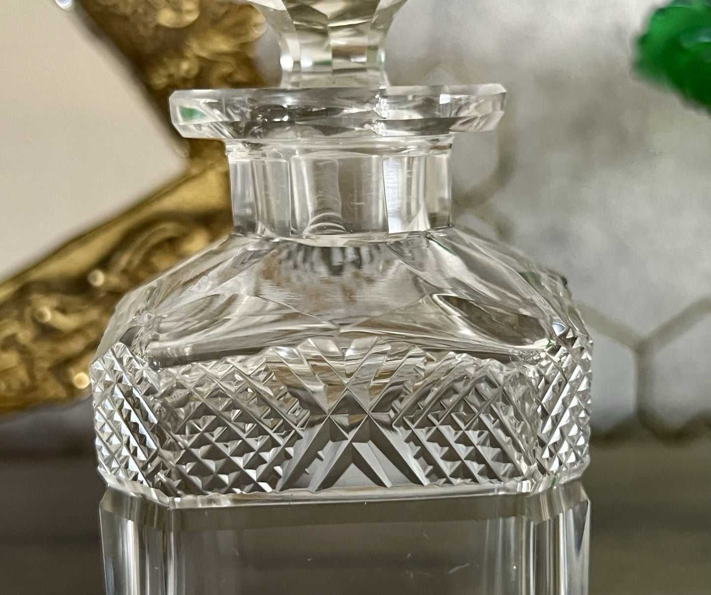 Antik Baccarat 1x Flakon Parfüm kleine Glaskaraffe Schnitt Bleikristall