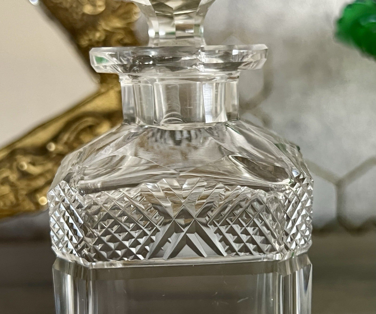Antik Baccarat 1x Flakon Parfüm kleine Glaskaraffe Schnitt Bleikristall