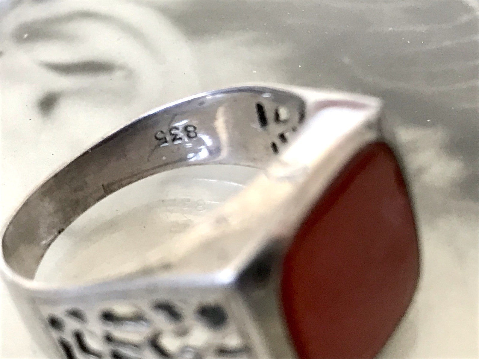 Antik alt Vintage Art Déco Herren RING Siegelring Karneol 835 Silber Gr.63