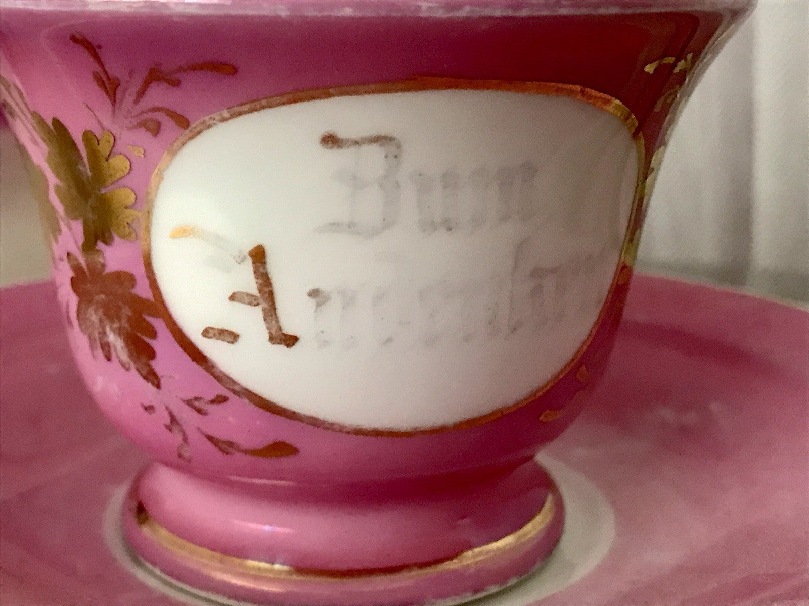 Antik Porzellan Andenken Becher Gedeck Sammeltasse Tasse „Zum Andenken“ Tielsch