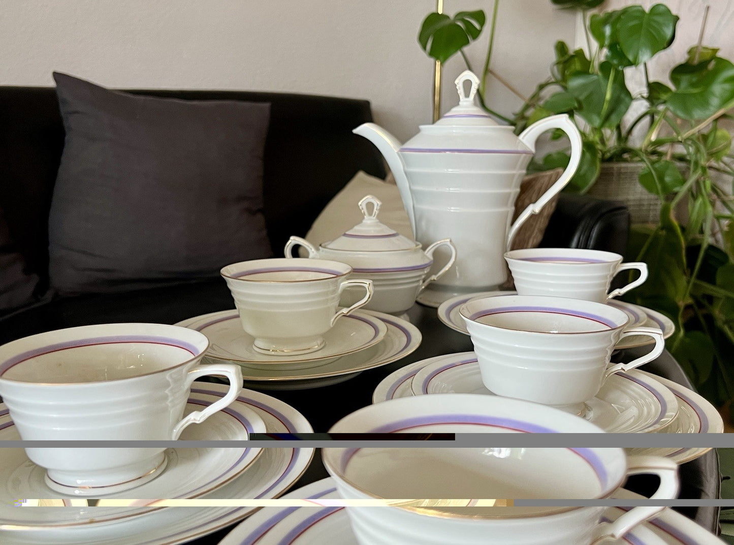 Antik Art Déco Porzellan Kaffeeservice Service 5 Personen Eschenbach