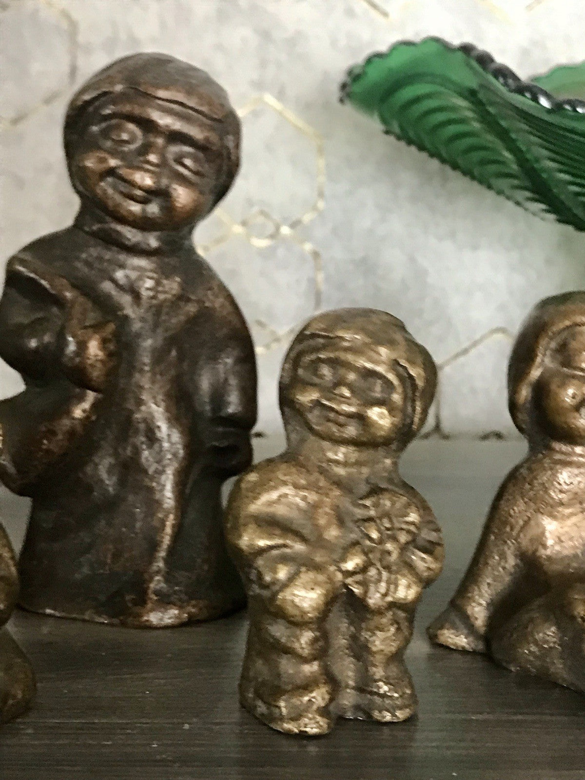 6x Vintage Bronze Figur Kinder Skulpturen Limpke u.a. Mädchen mit Puppe SCHÖN!