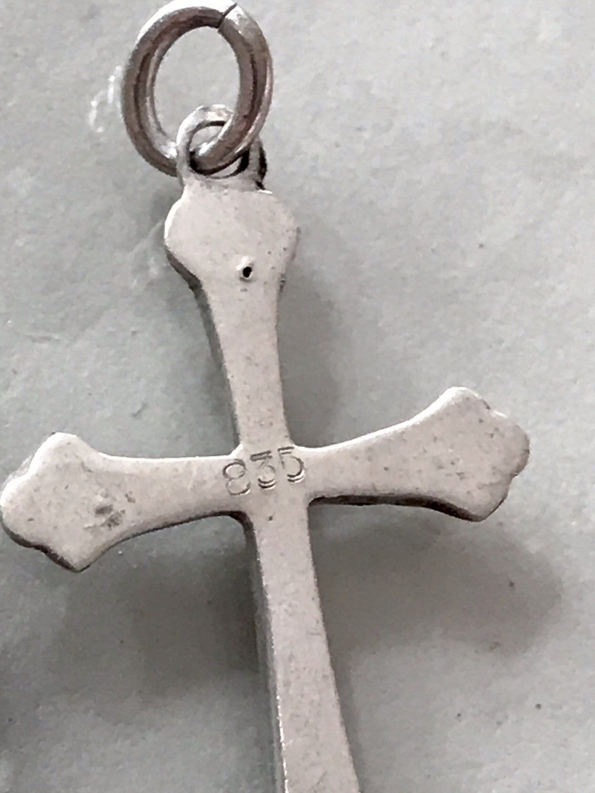 Antik Echtsilber 835 Silber Kreuz Anhänger Kettenanhänger farblose Steine