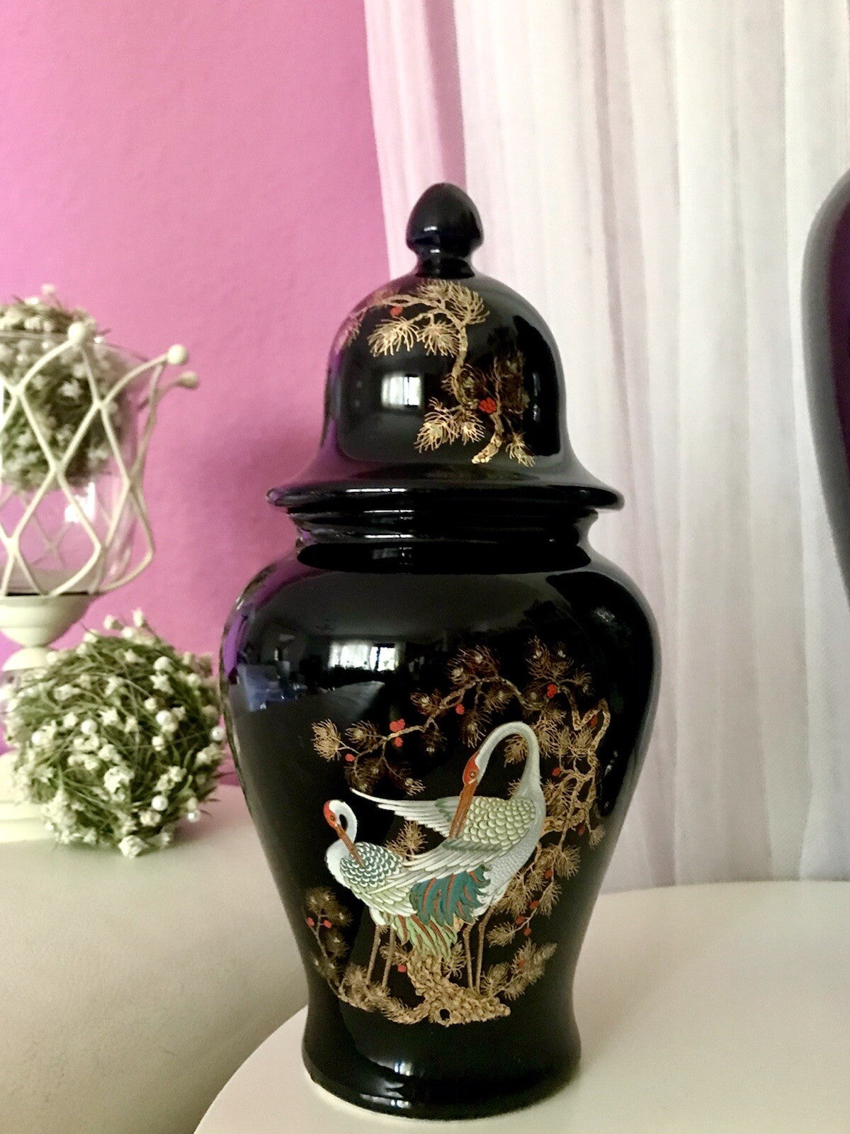 Vintage 1 Porzellan Prunkvase Deckelvase Vase Italien MCModernistisch schwarz