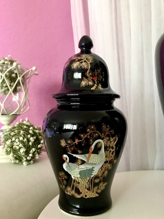Vintage 1 Porzellan Prunkvase Deckelvase Vase Italien MCModernistisch schwarz