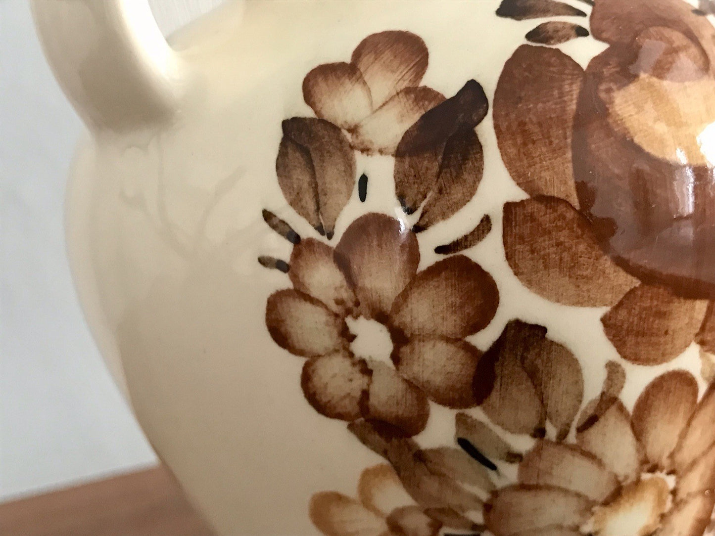 Vintage Fayence Keramik  Vase handbemalt ZF Kolo Polen 50er 60er beige braun