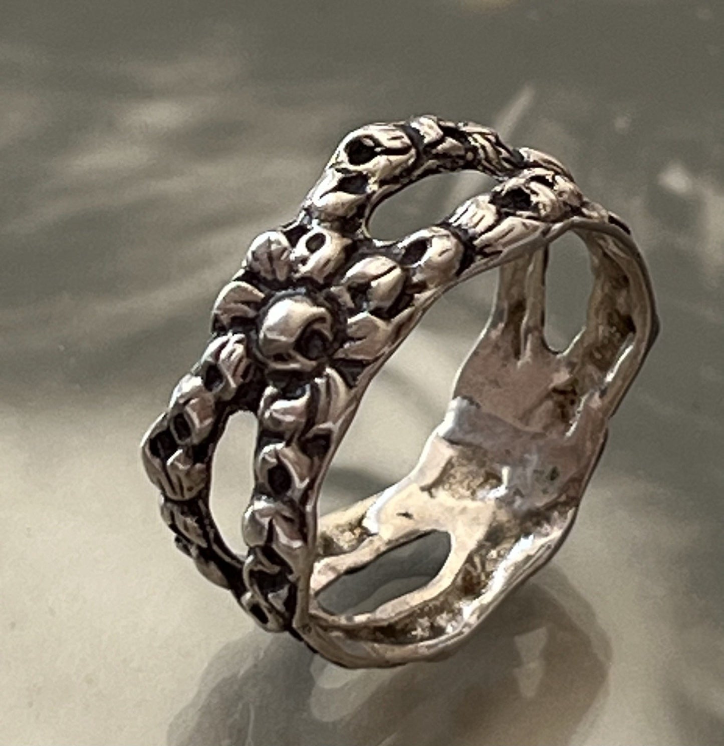 Antik Jugendstil Art Déco Bandring RING 800 Silber Gr.66 67 Durchbruchmuster