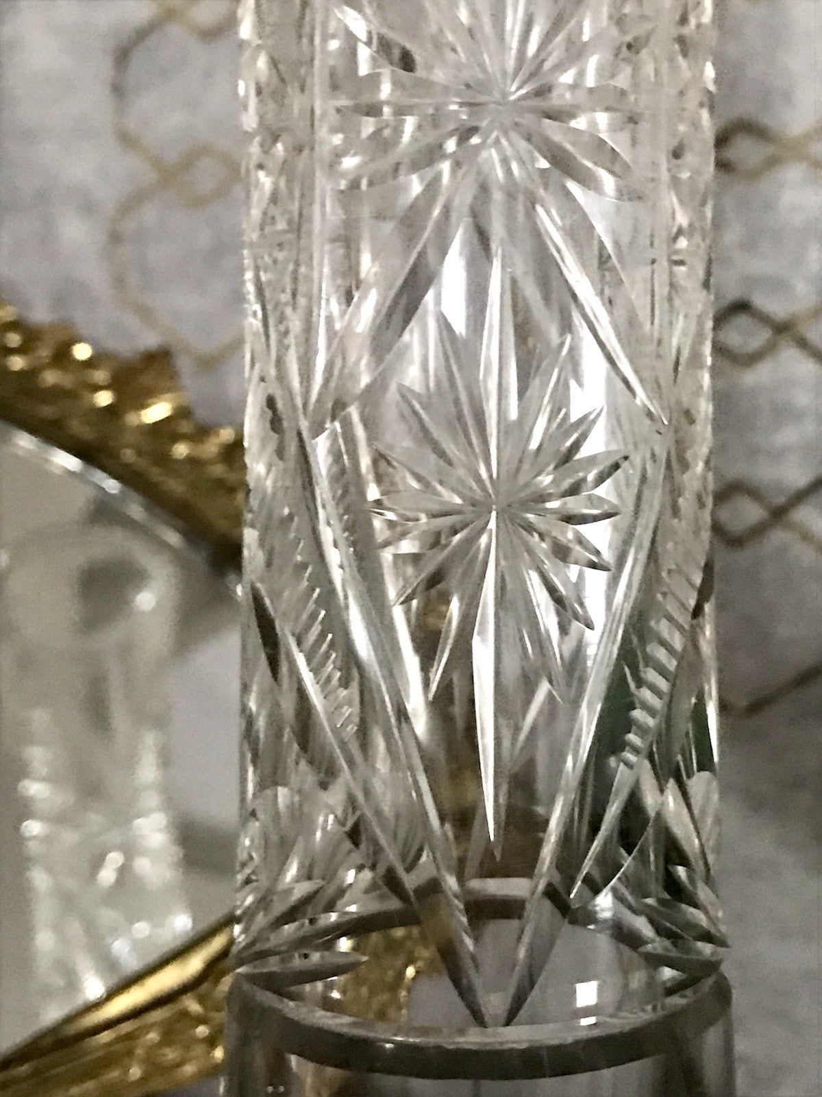 Antik Vase Glasvase Kristallglas geschliffen Jugendstil Art Déco