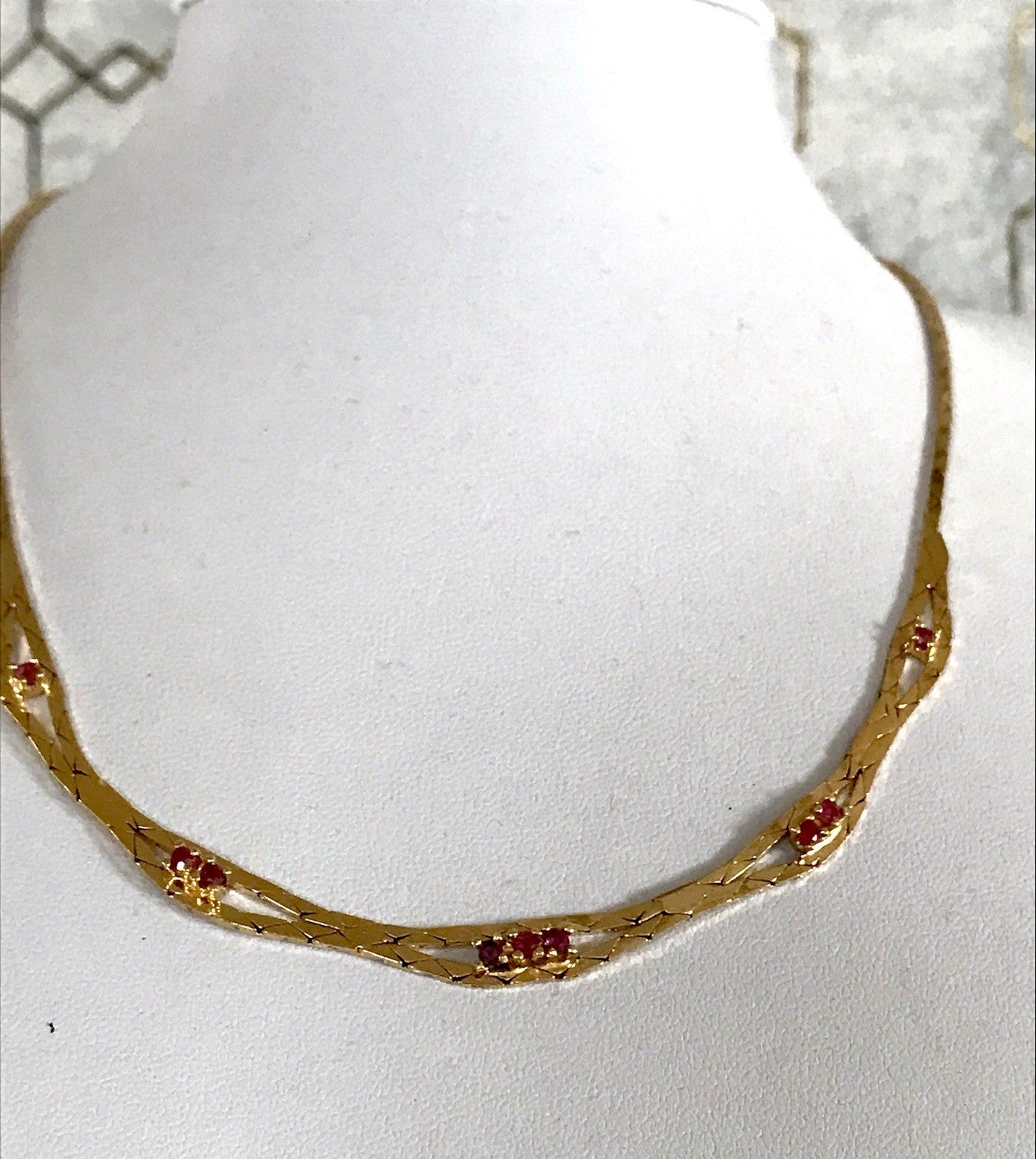 Alt Edel Vintage 925 Silber vergoldet Collier Halskette Rubine?
